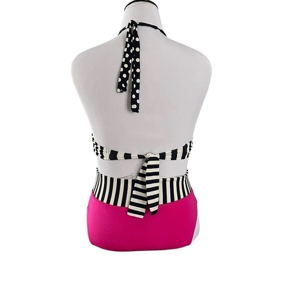 SANDORATTO Striped Polka Dot Bikini Swimsuit Swimwear Monte Carlo Buckle Front L - Picture 4 of 9